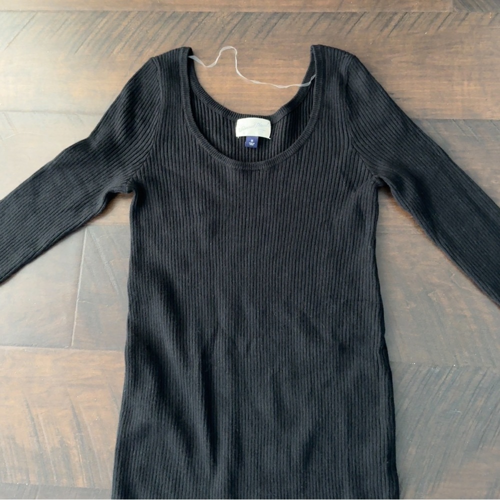 Black Ribbed Midi Dress - Picture 7 of 10